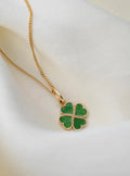 The Vintage Clover Good Luck Charm on Chain All 18K Gold Sweden 1970s