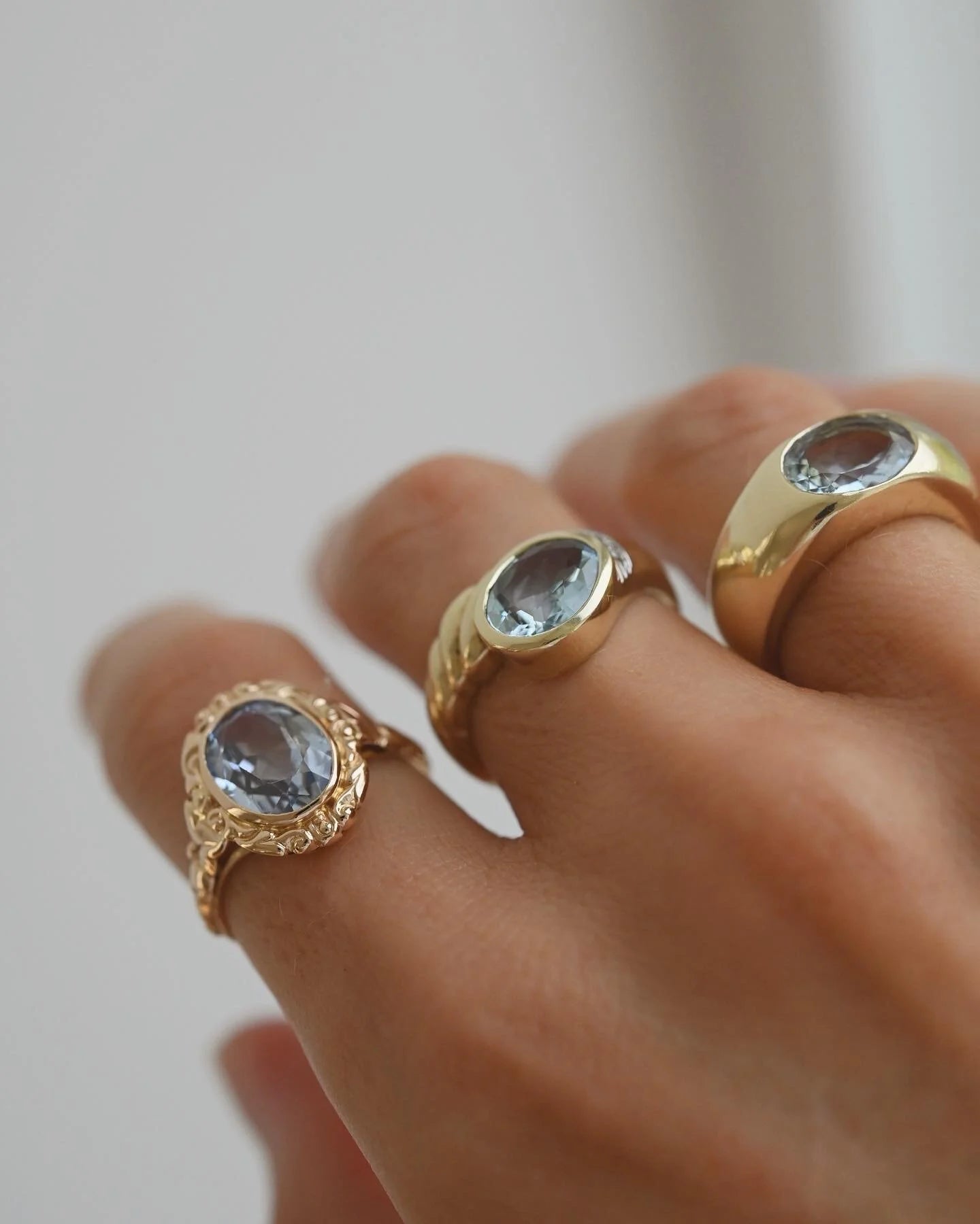 Amazing Vintage Aquamarine Rings 14K Gold