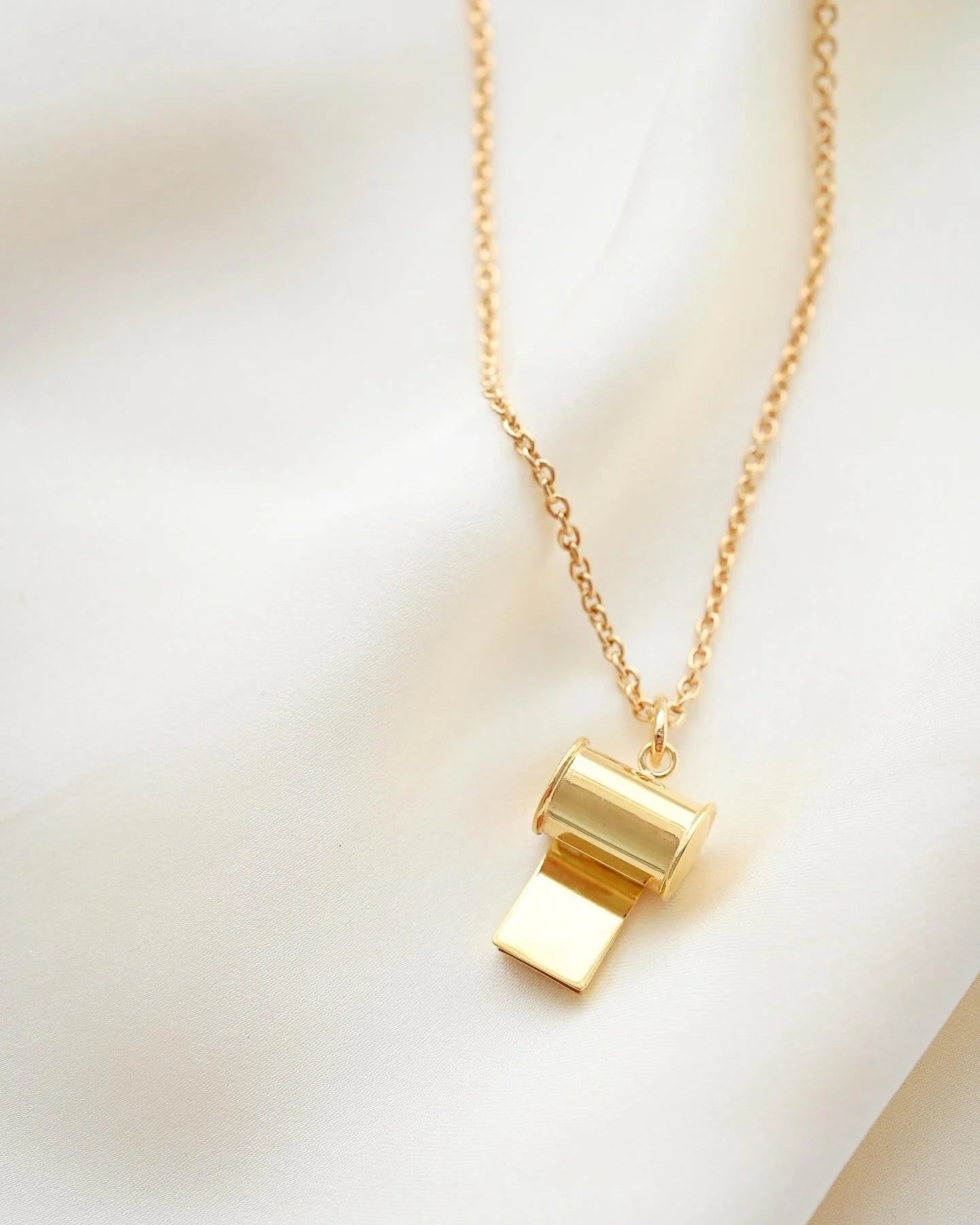 The Cutest Pendant of All A Swedish Vintage Mini Whistle Pendant on Chain 18K Gold