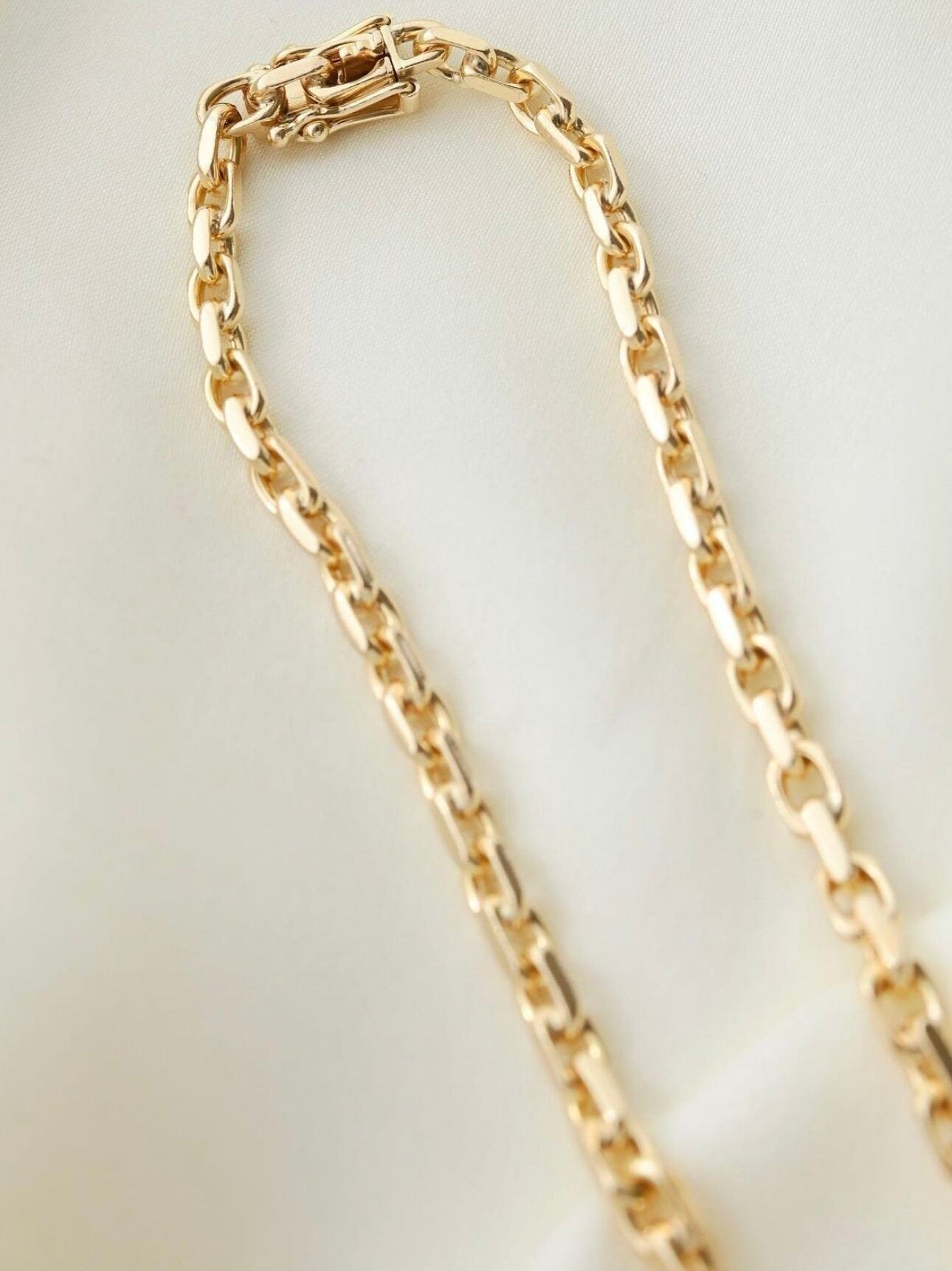 Head Turned Anchor Link Necklace Danish Vintage 14K Gold 1970