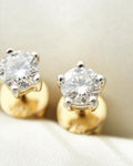 Stunning Diamond Solitaire Studs 0.75 Carats 18K Yellow Gold