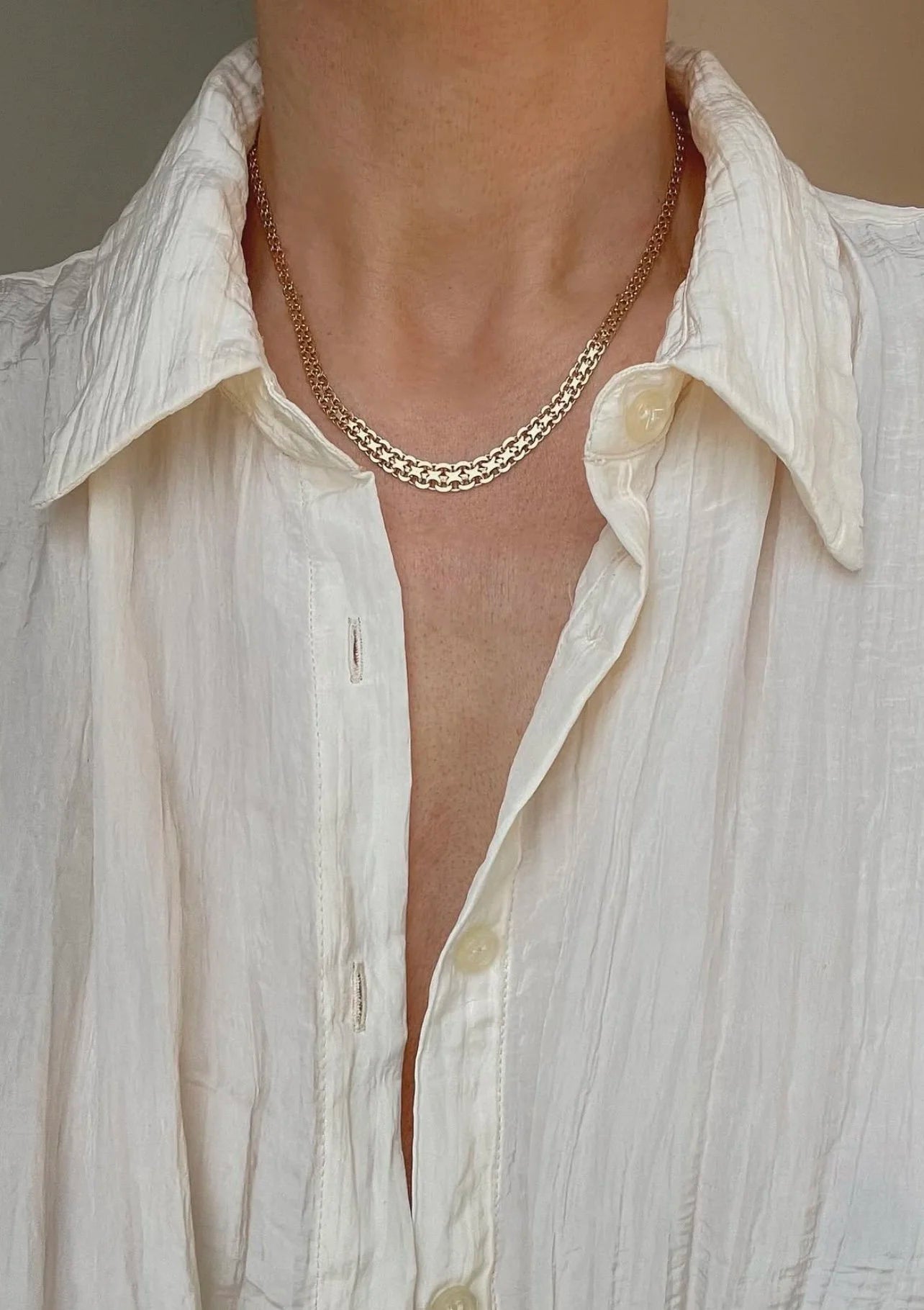 Stunning Weighty X Link Necklace 18K Gold 1970s