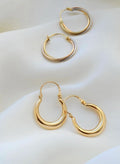 Domed Crescent Shaped Hoops 18K Gold