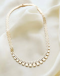 15.15 Inches Graduated Cleopatra Brick Link Necklace 14K Gold 1960