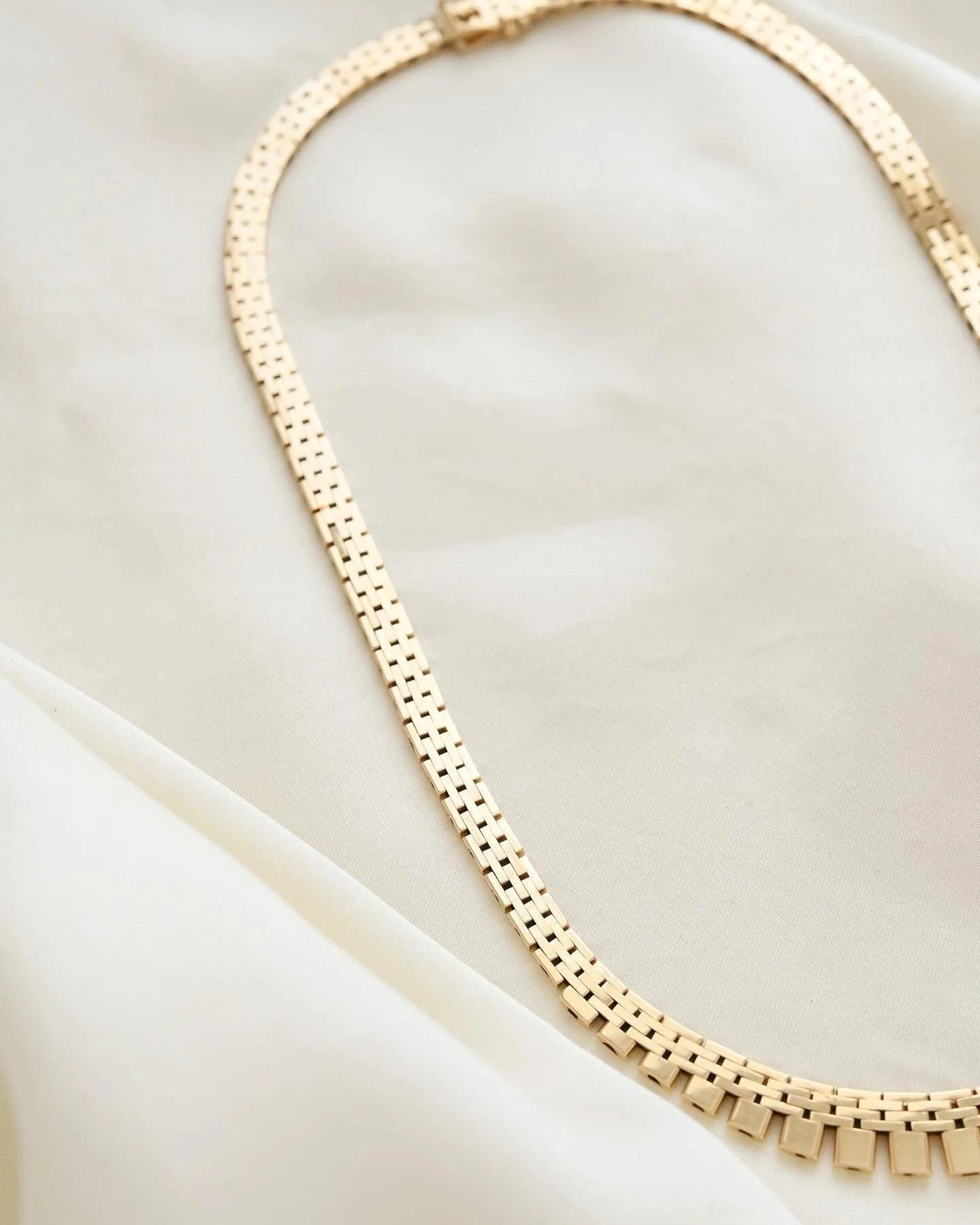 Amazing Radiant Brick Link Necklace 14K Gold 1960