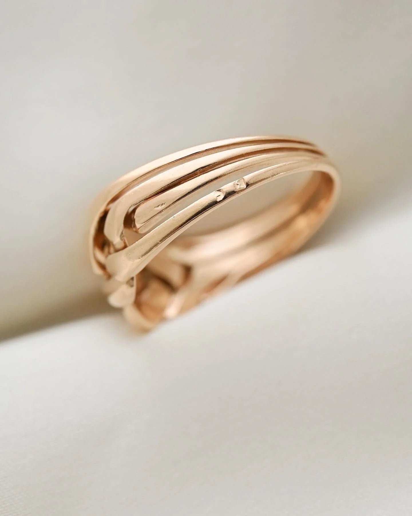 Rare Vintage Puzzle Ring Size 8 US 18K Rose Gold