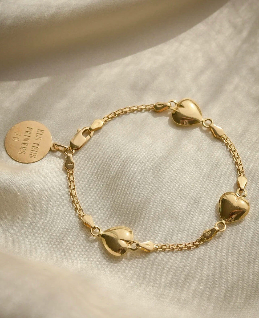 Cute Puffy Heart Vintage Bracelet 18K Gold 1950