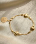 Cute Puffy Heart Vintage Bracelet 18K Gold 1950