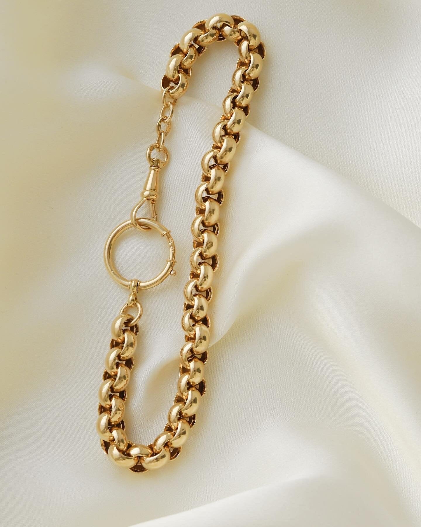 Rare Jumbo Rolo Link Watch Chain 18K Beg. 1900s