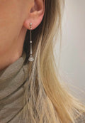 Long Architectural Antique Art Deco Diamonds Earrings 14K Gold x Silver