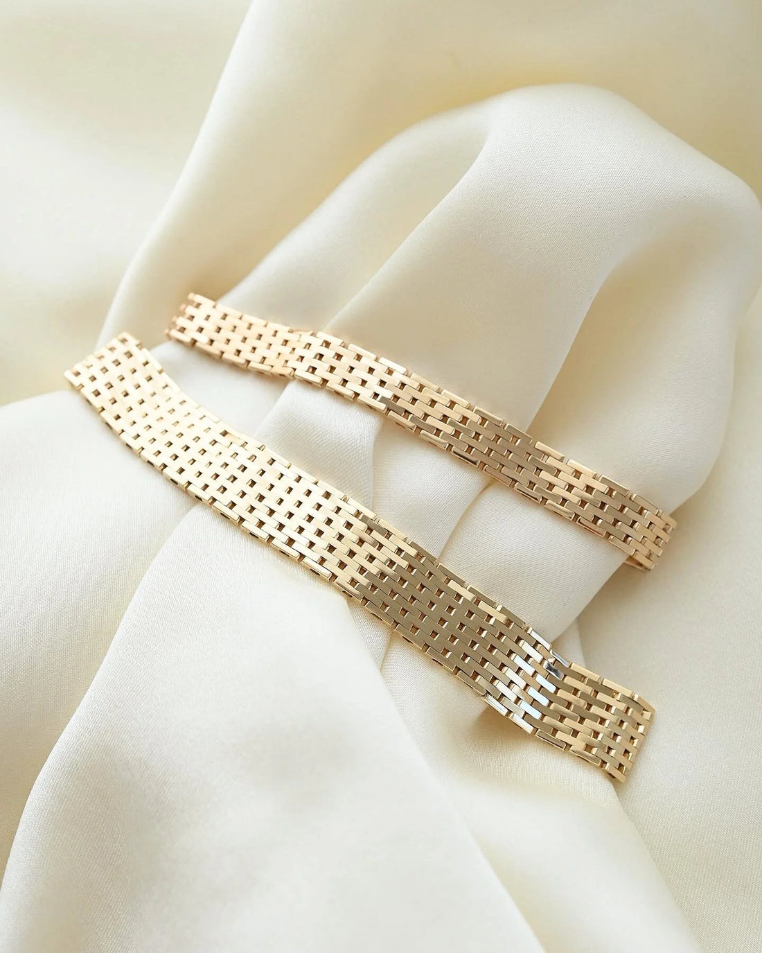 Sublime Wide Brick Link Bracelet 14K Gold