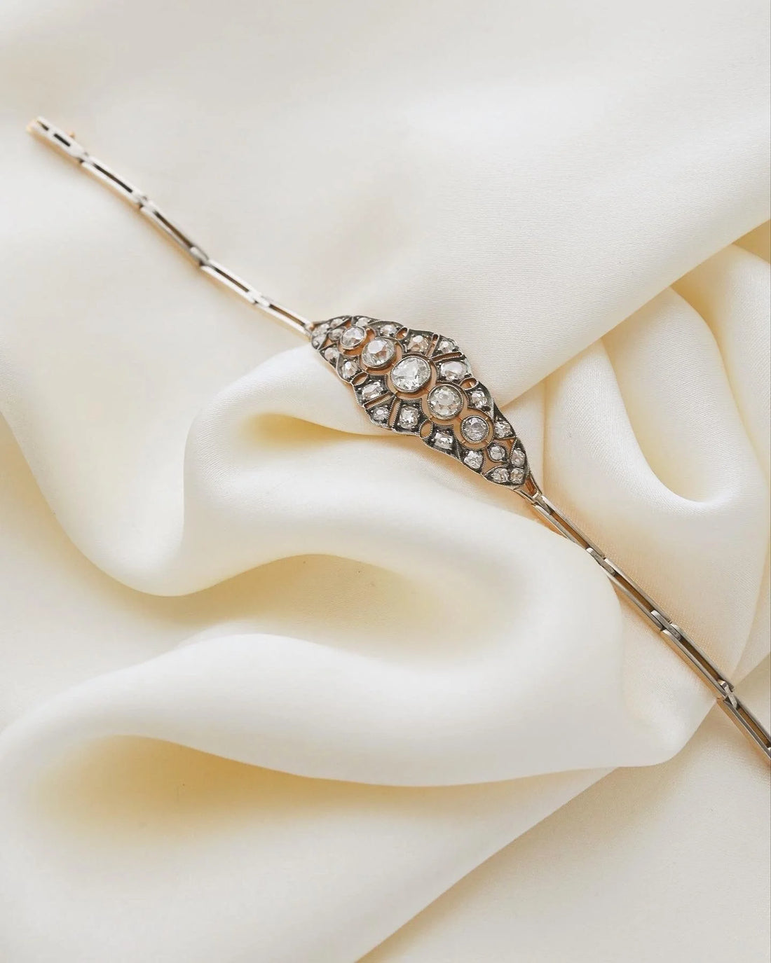 The Best Antique Art Deco Bracelet w 1.30 carats Diamonds 18K Gold