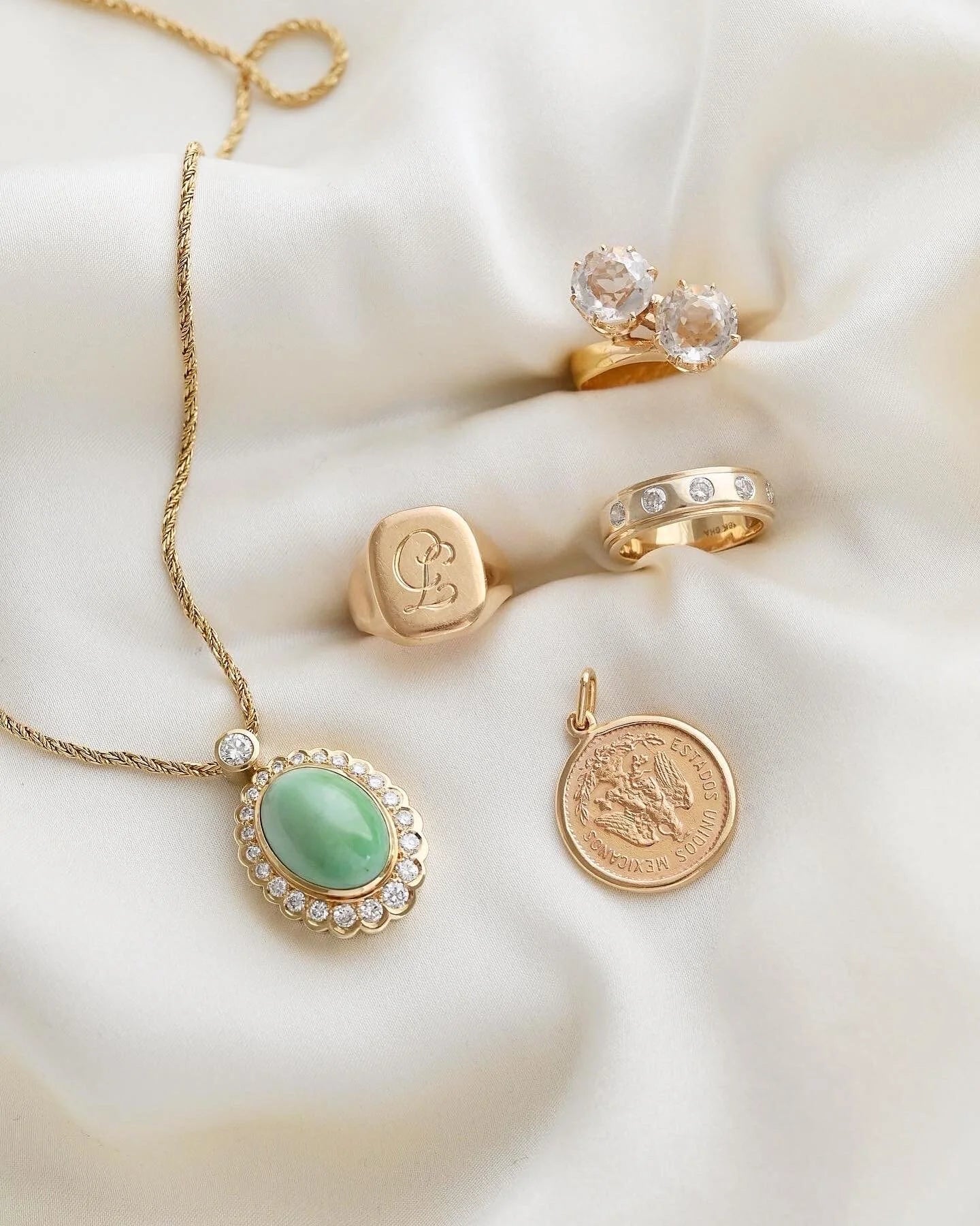The Biggest Baddest Jade and 1.78 Diamond Pendant With Chain 14K Gold