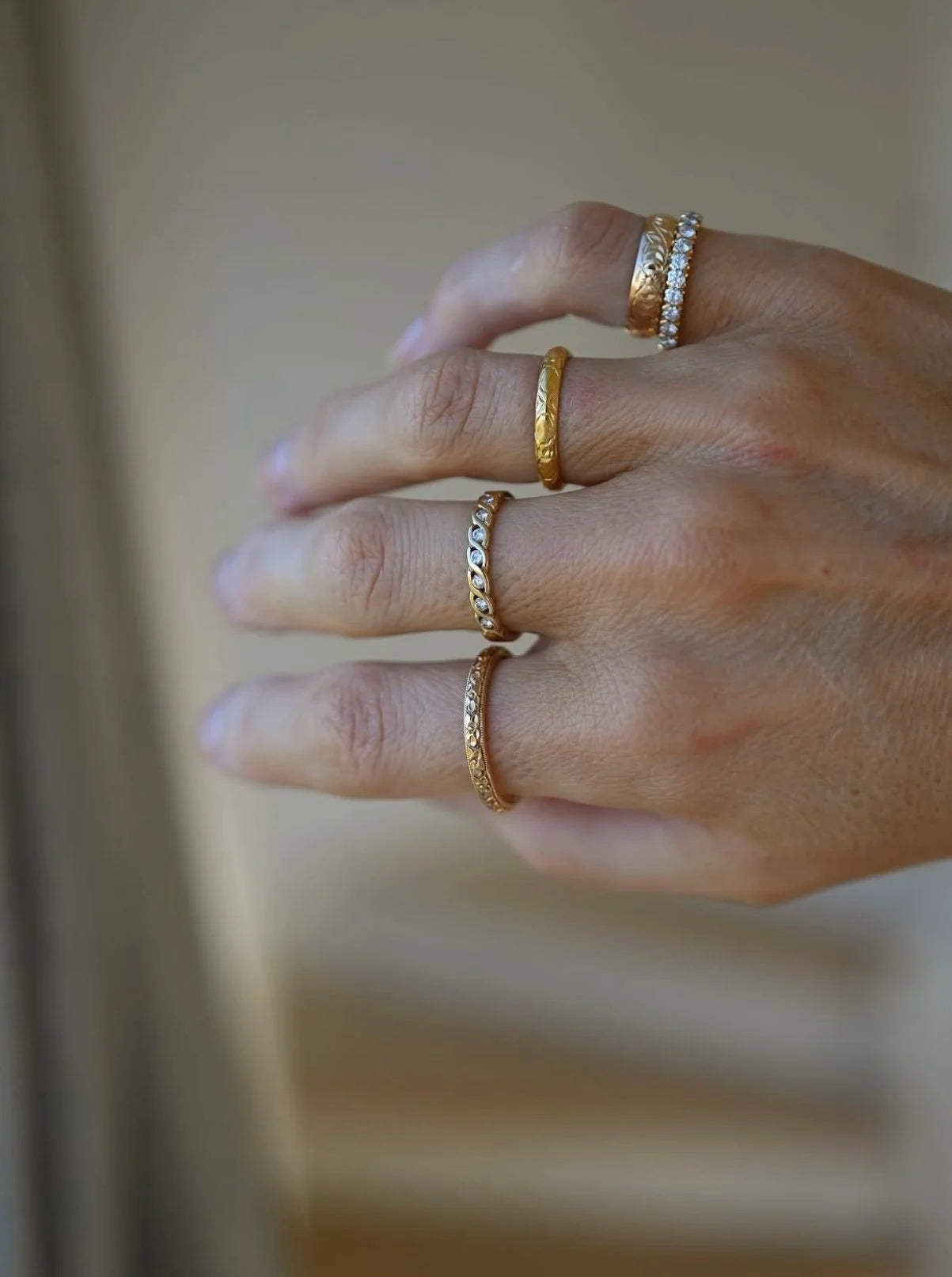 Playful Specidl Channel Set Diamond Twist Band 18K Gold