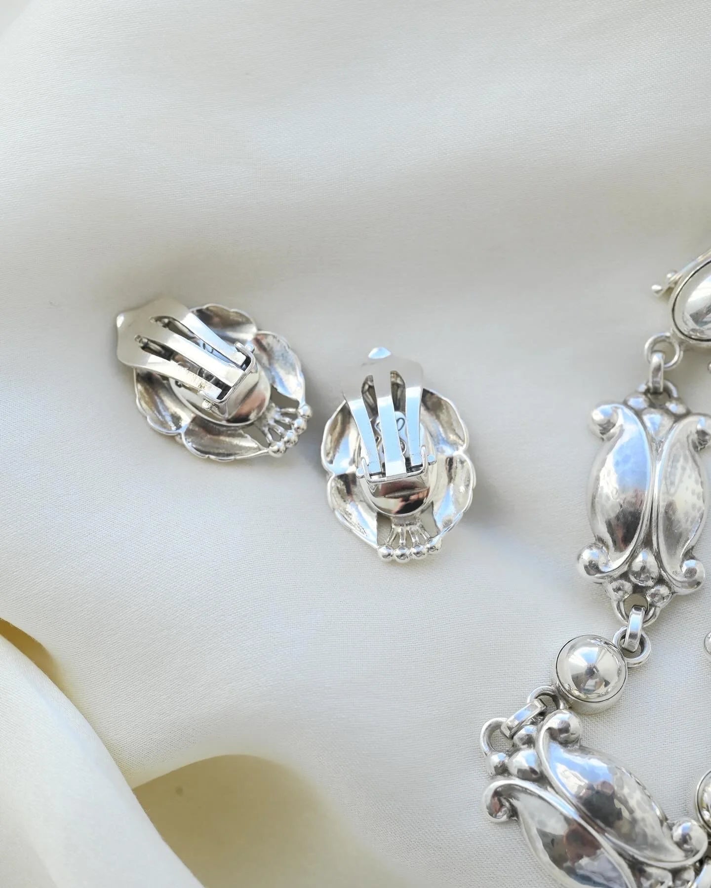 Wonderful Georg Jensen Clip On Earrings Sterling Silver
