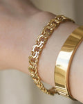 Big Heavy Vintage Brick Link Bracelet 14K Gold 1960s