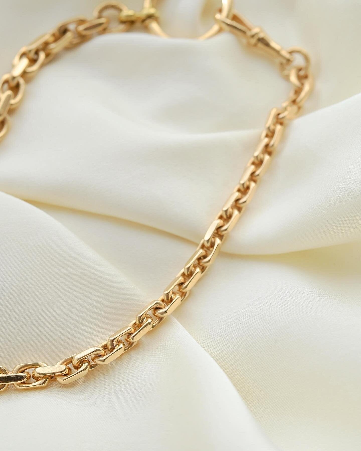 Big Fat Antique Anchor Link Watch Chain 18K Gold