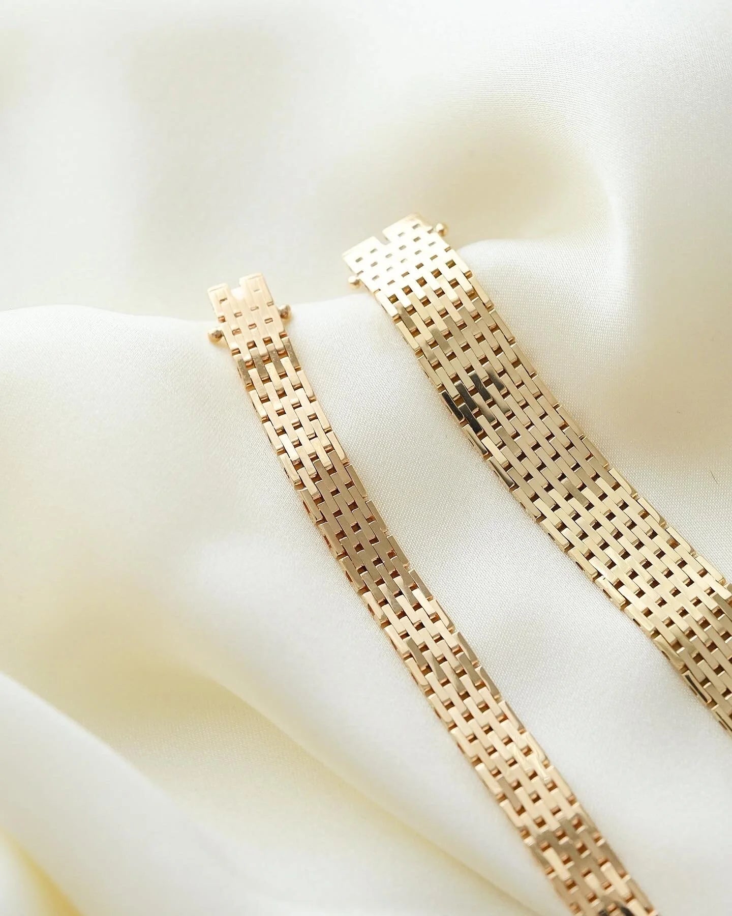 Sublime Wide Brick Link Bracelet 14K Gold