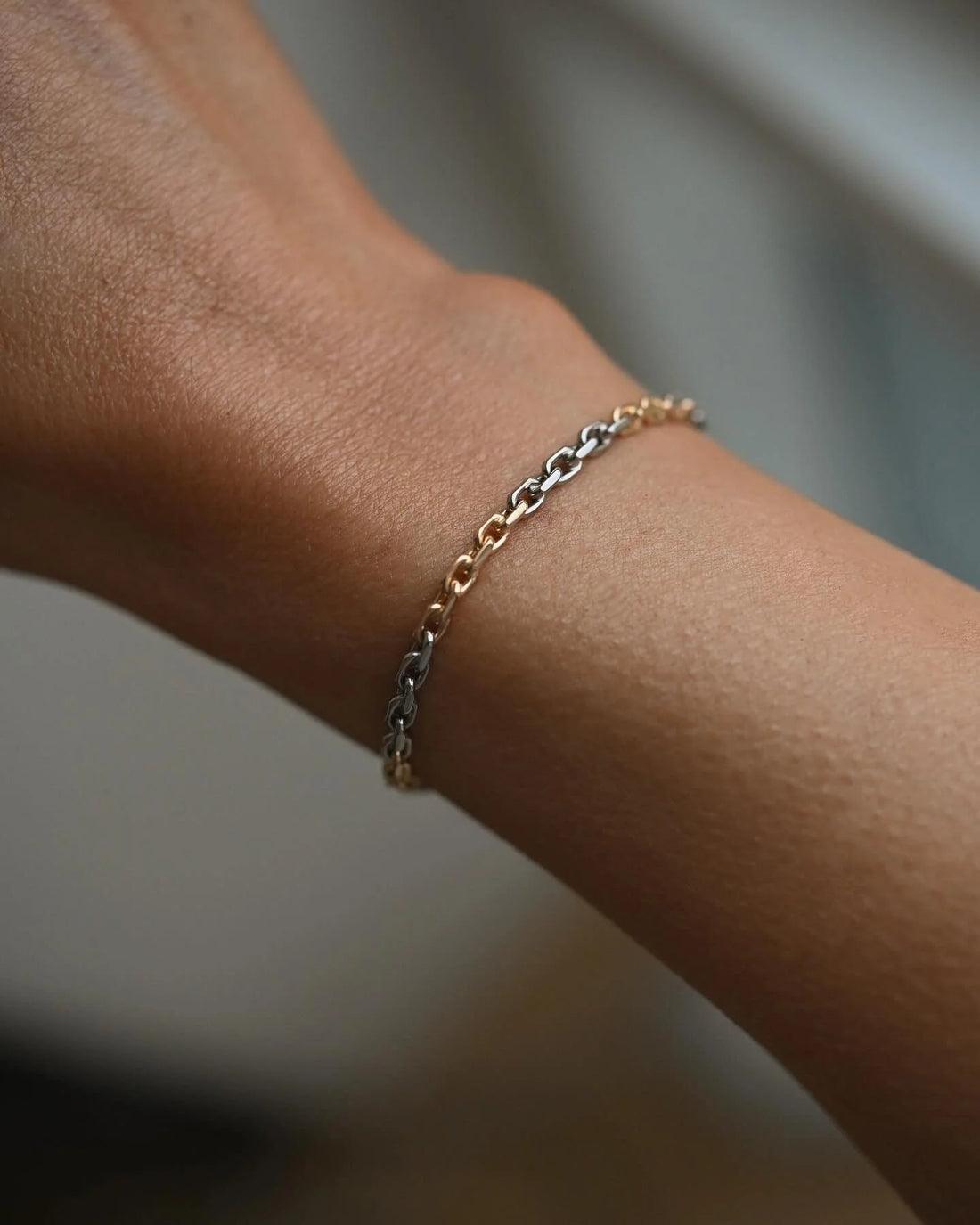 Perfect Two Tone 18K Gold Biker Link Bracelet Swedish Vintage