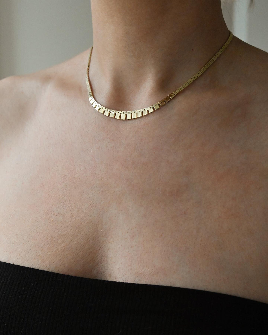Perfect Baby Cleo / Brick Link Necklace 14K Gold 1970-1973