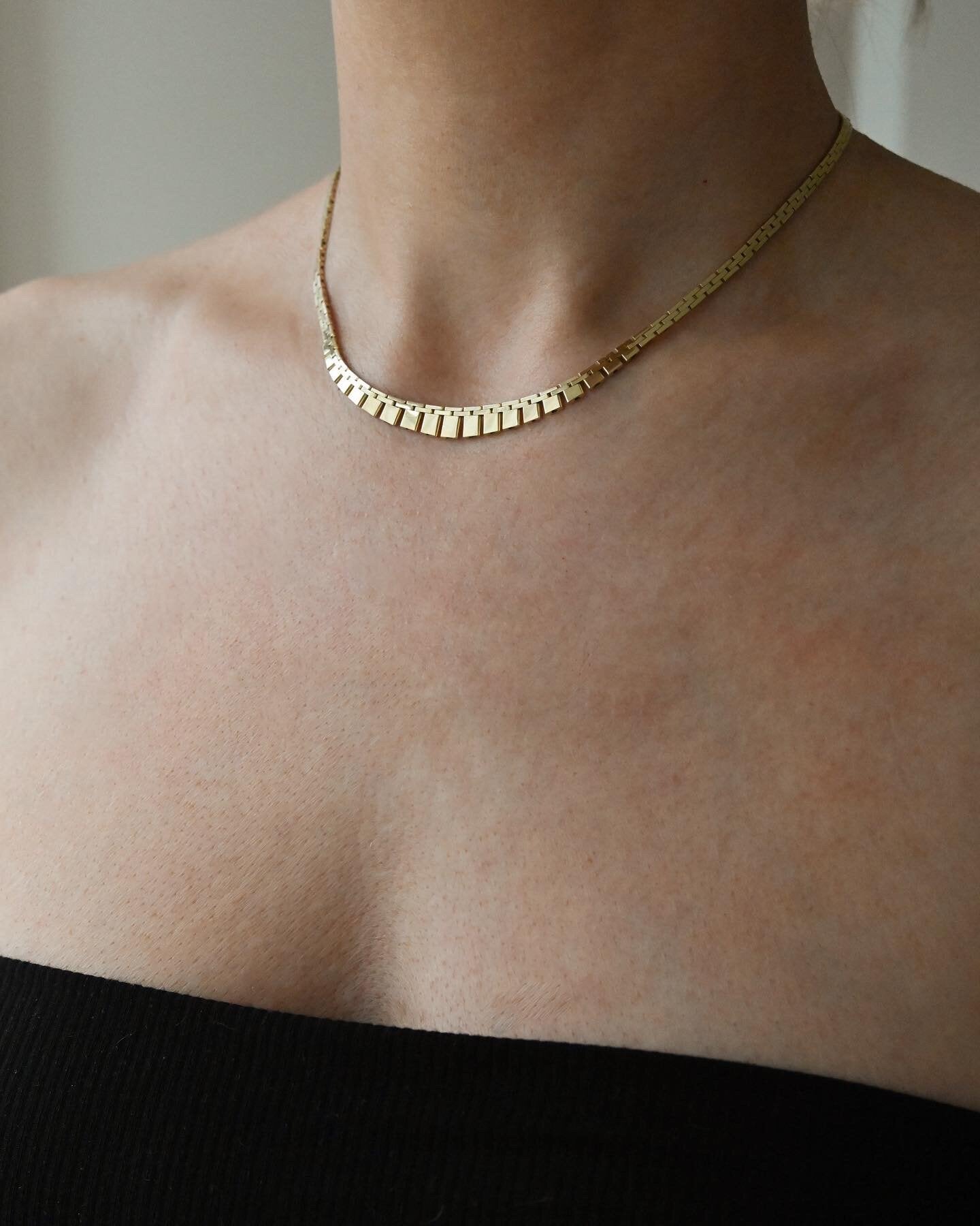 Perfect Baby Cleo / Brick Link Necklace 14K Gold 1970-1973