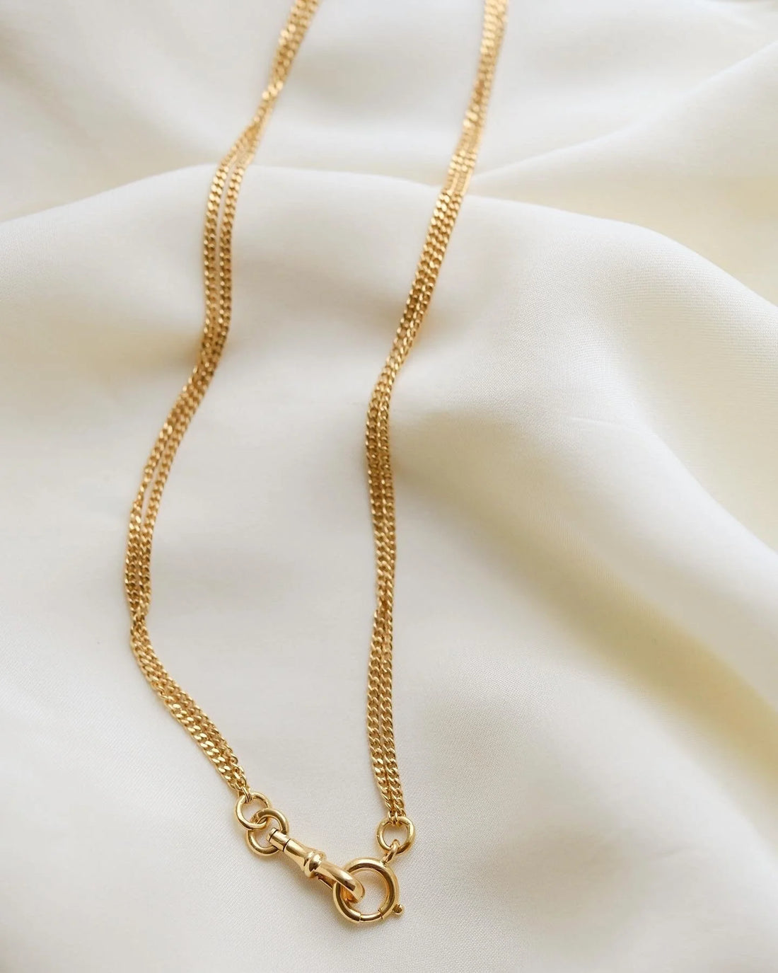 16.5 Inches Antique Watch Chain Double Curb 18K Gold 1916