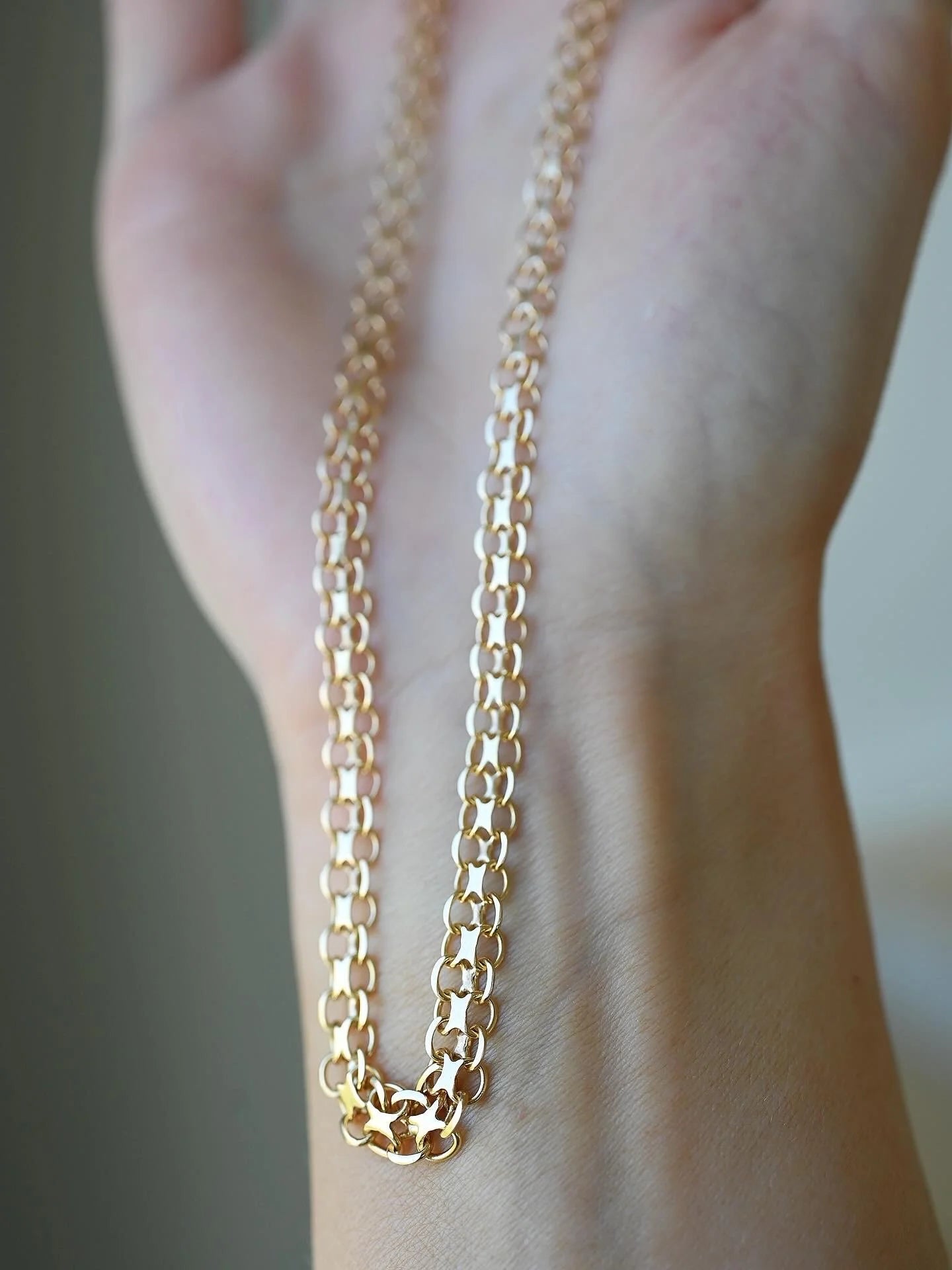 Gorg Vintage Star Link Necklace 18K Gold 1970s