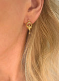 Two-in-One Dangling Swedish Vintage Drop Earrings 18K Gold 1950s