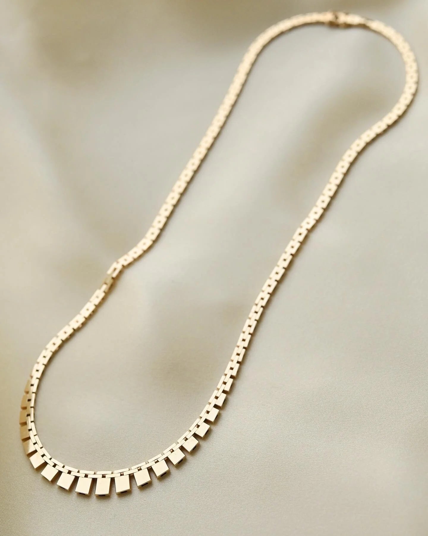 Vintage Baby Brick Link Necklace 17 Inches 14K Gold