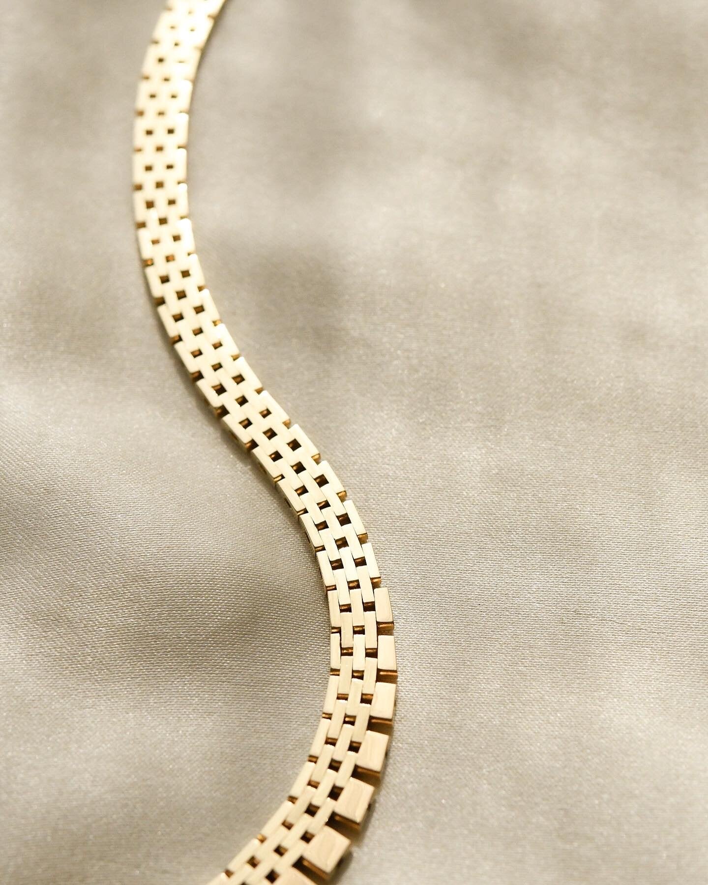 Stunning HEAVY Graduated Brick Link Necklace 14K Gold