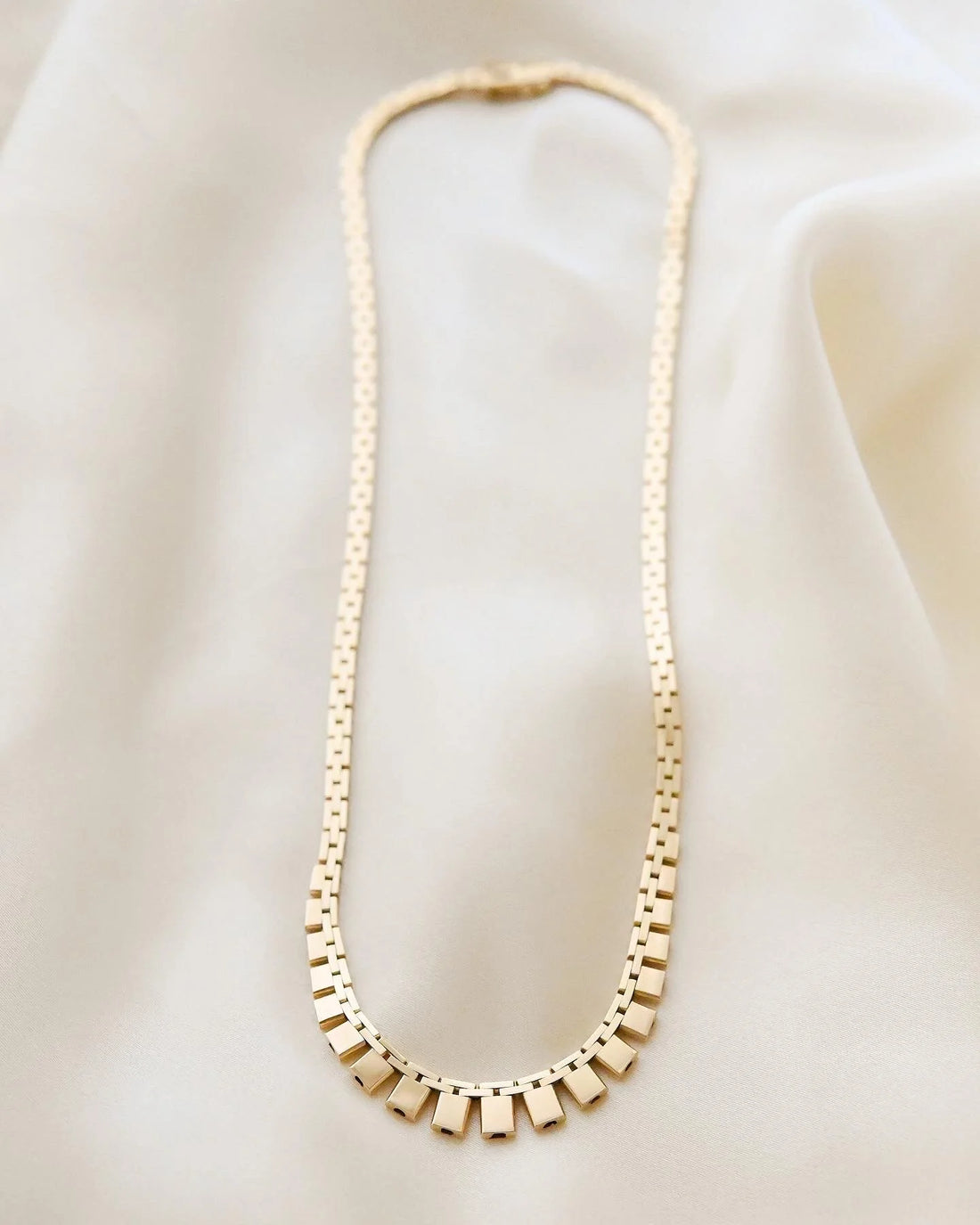 Perfect Baby Cleo / Brick Link Necklace 14K Gold 1970-1973