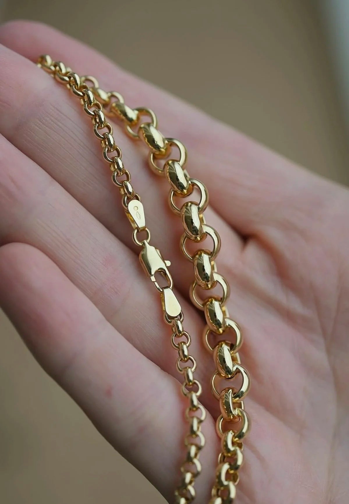 Rare Belcher Link Chain Italian Vintage 18K Gold 17.75 Inches