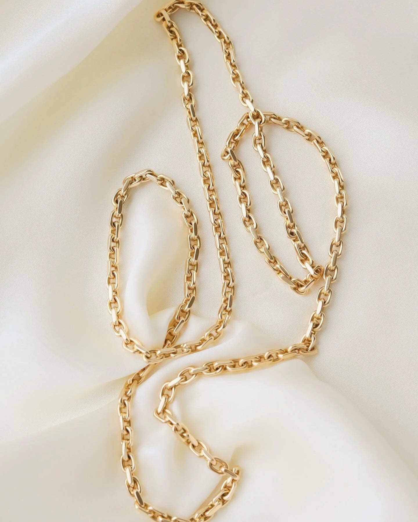 Ultra Long Danish Vintage Anchor Chain 14K Gold