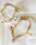 Last of Two Vintage Sea Shell Pearl Charm Bracelets 18K Gold