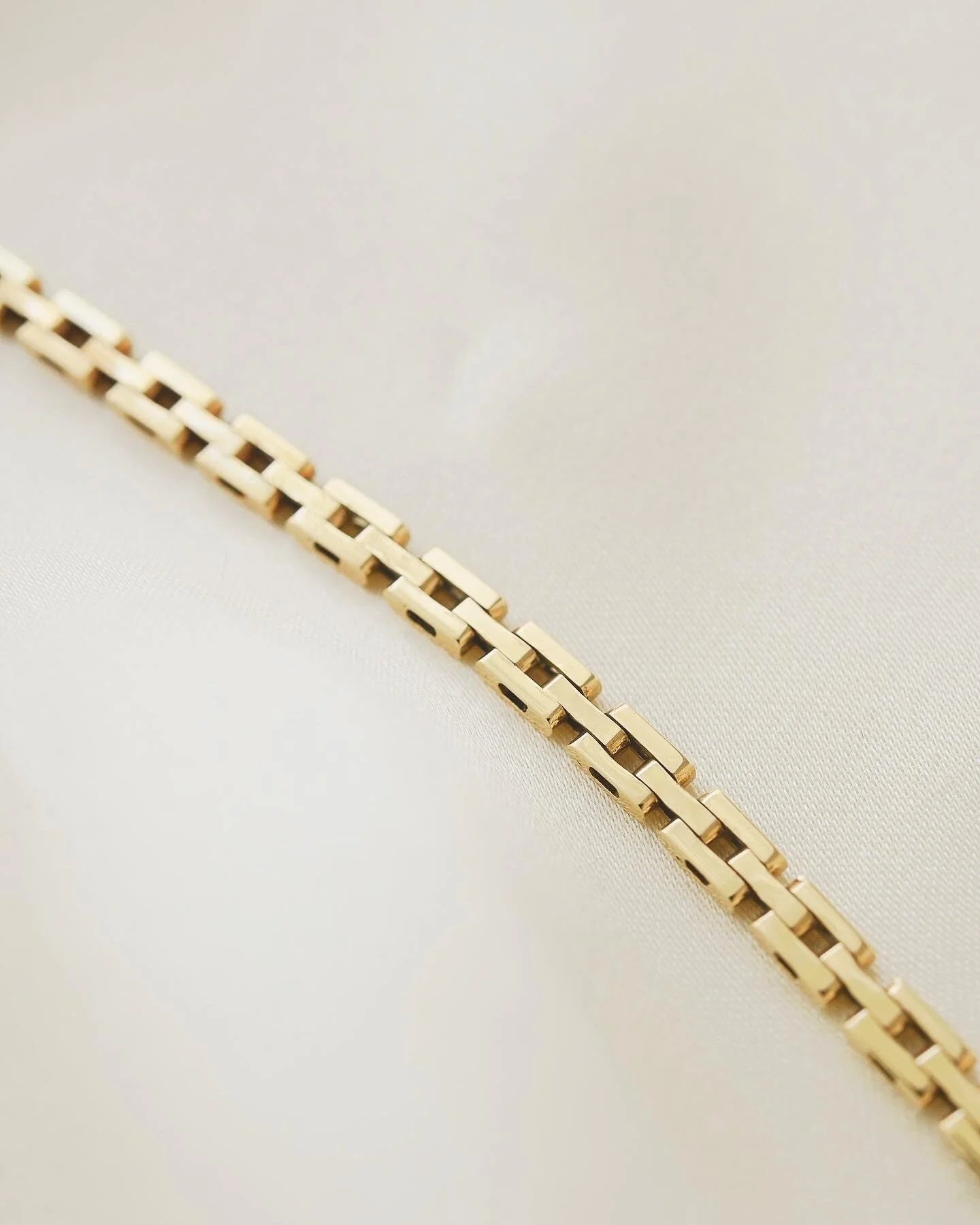 Danish Baby Brick Link Necklace by Viggo Pedersen 14K Gold 1960