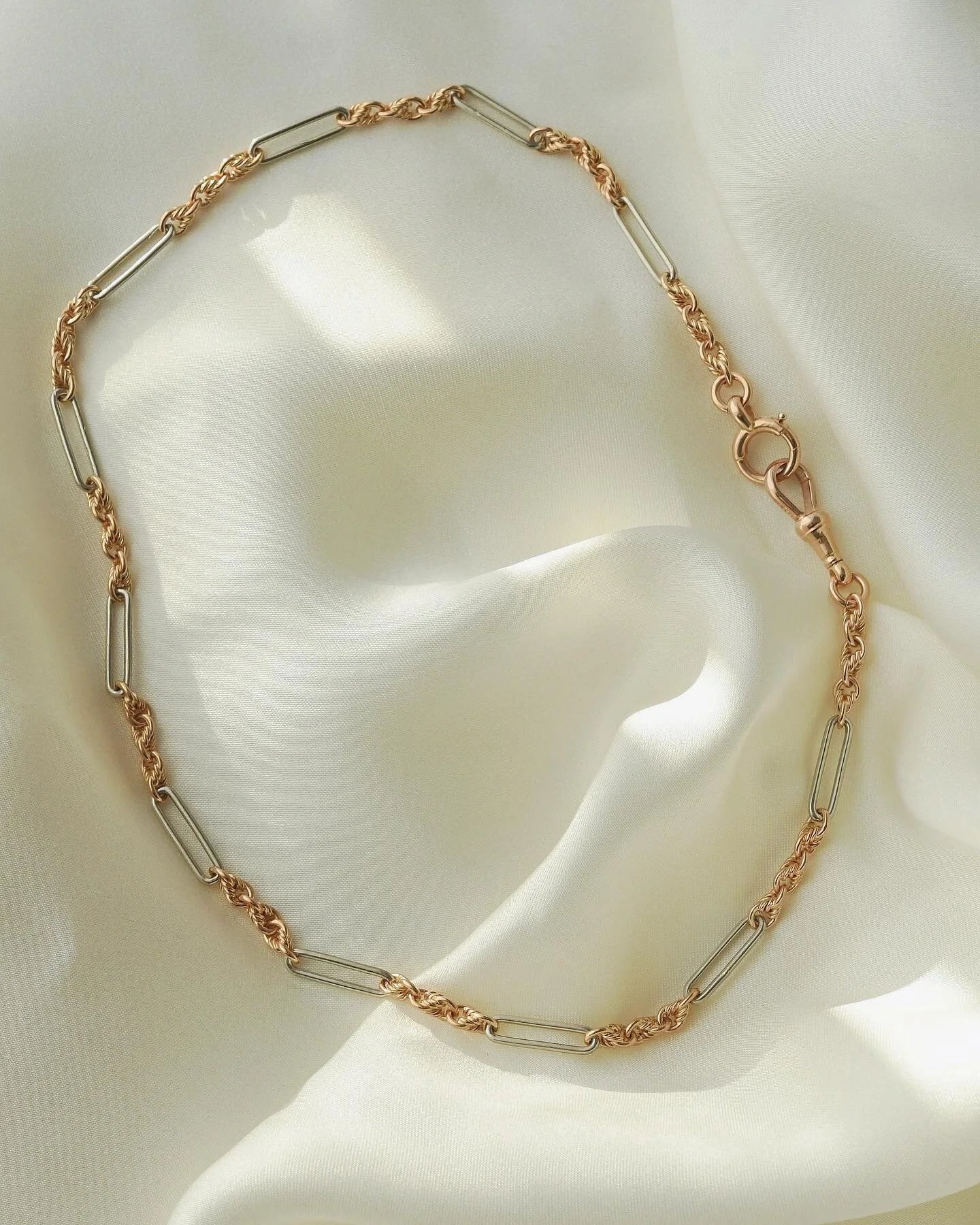 Sold Separately! Antique Watch Chain Choker And Vintage Curb Link Chain 18K Rose Gold 1930s 1946