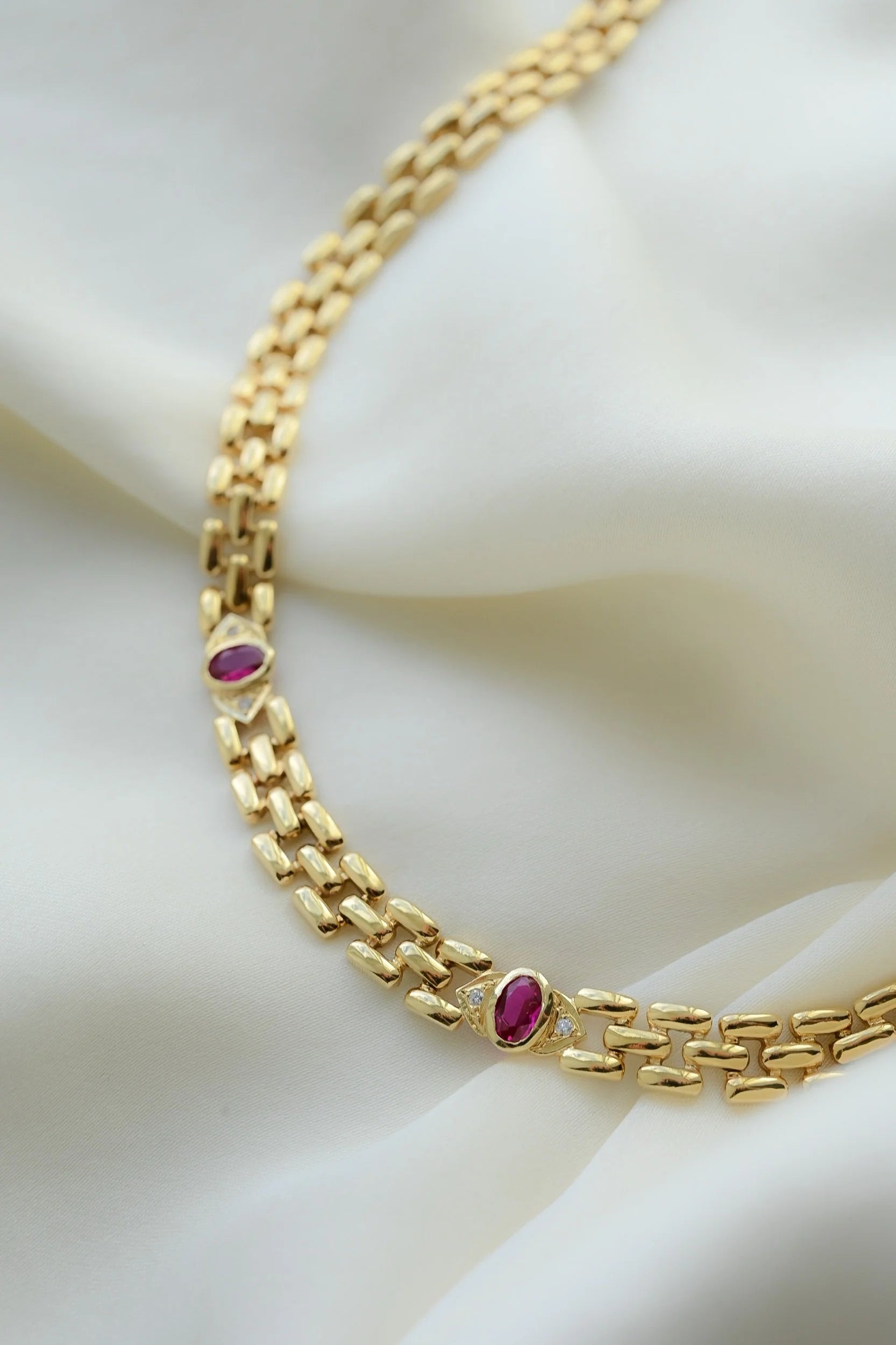 Fierce Vintage Panther Link Choker 15.5 Inches 14K Gold