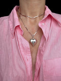 Huge Silver Heart (w Complimentary Choker AND Chain)  All Vintage 1950s
