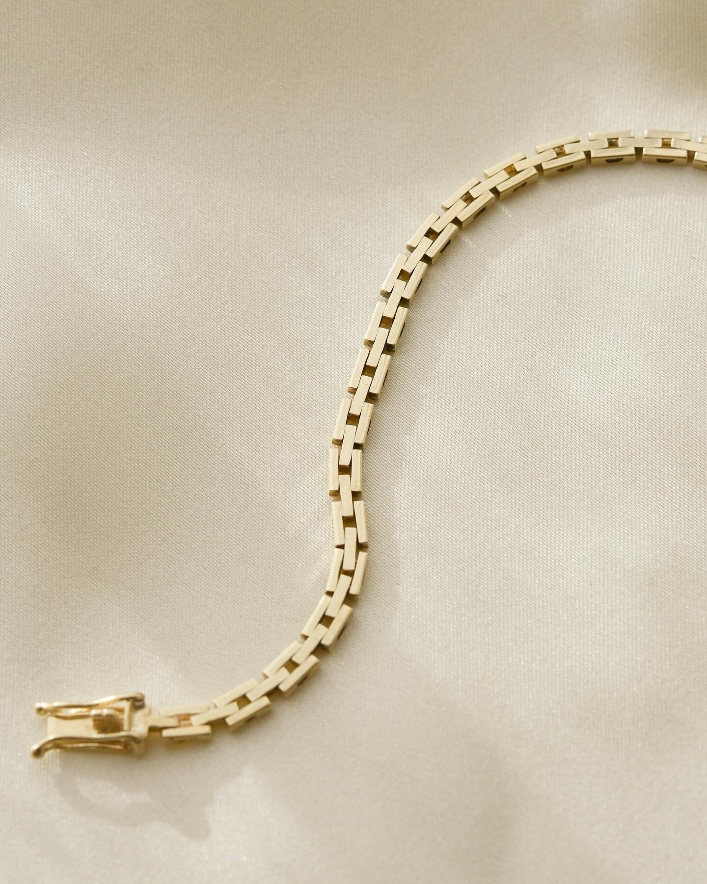 Baby Brick Link Bracelet 14K Gold 1950s