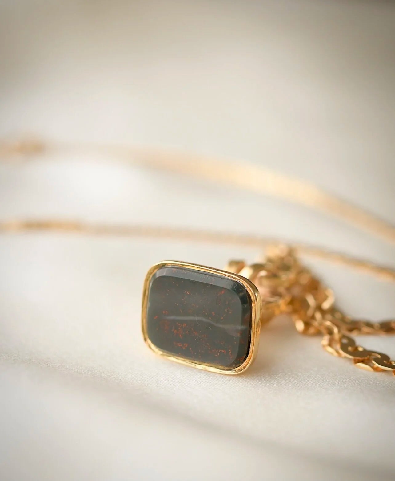 Small Antique Blood Stone Seal Fob Pendant 1880s