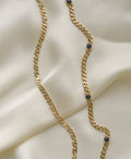 Vintage Curb Link Bracelet or Chain Extender w Sapphires 14K Gold 1980s