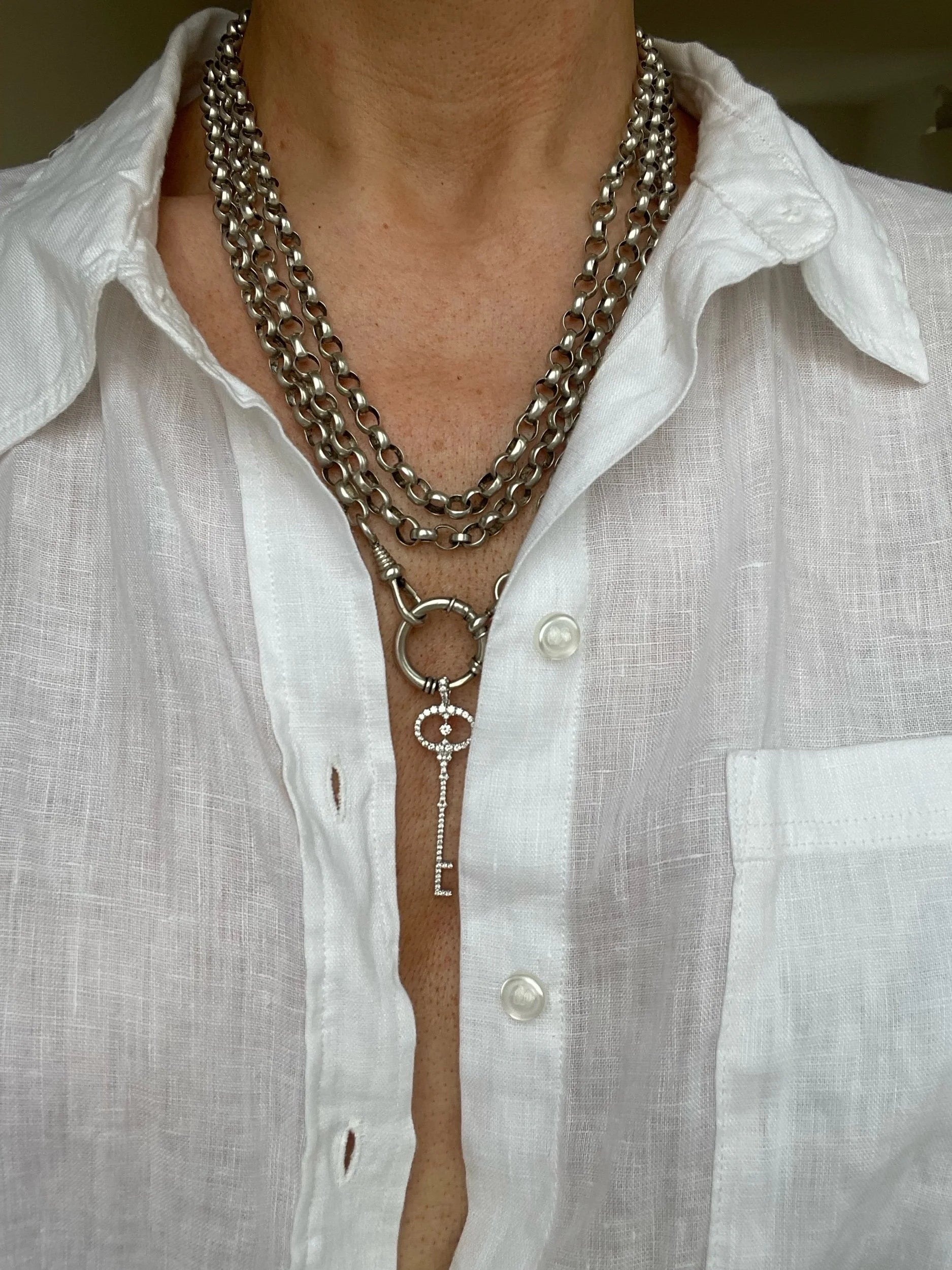 Endless Rolo Link Watch Chain Antique 1880s Silver