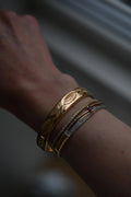2-in-1 Vintage Bangle Polished or Engraved 18K Gold 1950s