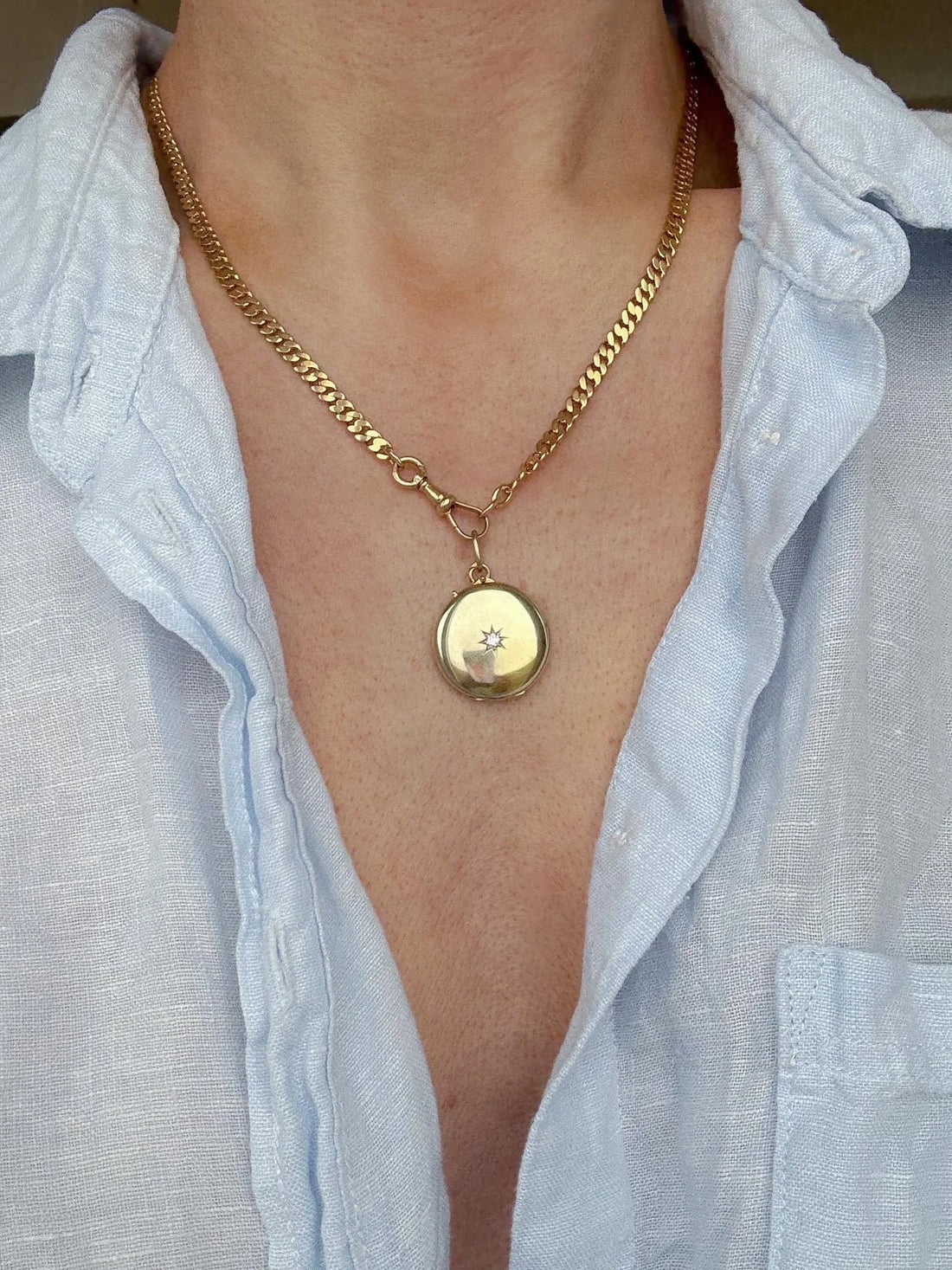 Rare Antique Watch Chain Necklace 18K Gold 1900s Sweden