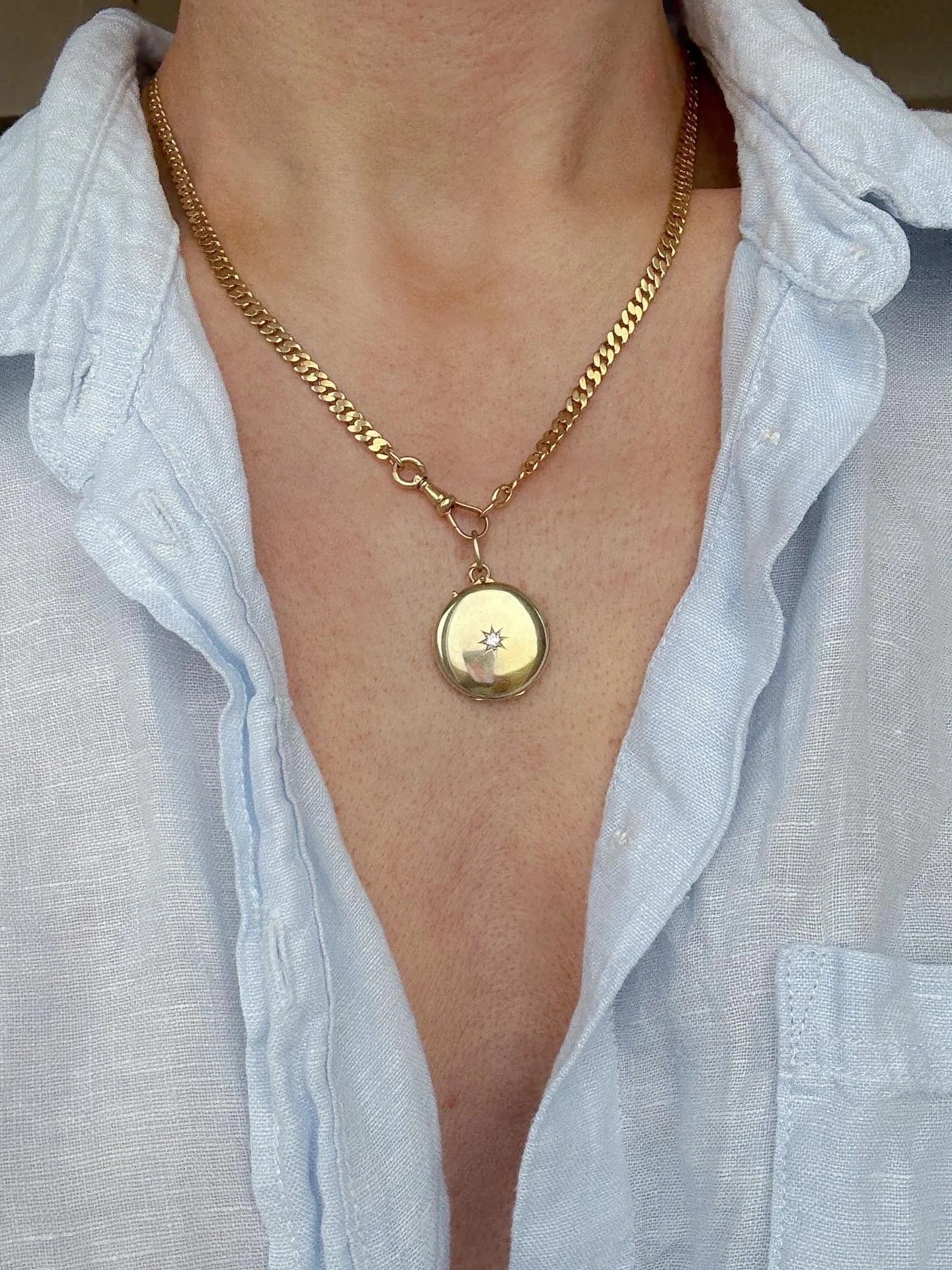 Rare Antique Watch Chain Necklace 18K Gold 1900s Sweden