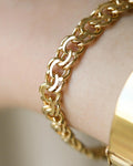 Big Heavy Vintage Brick Link Bracelet 14K Gold 1960s