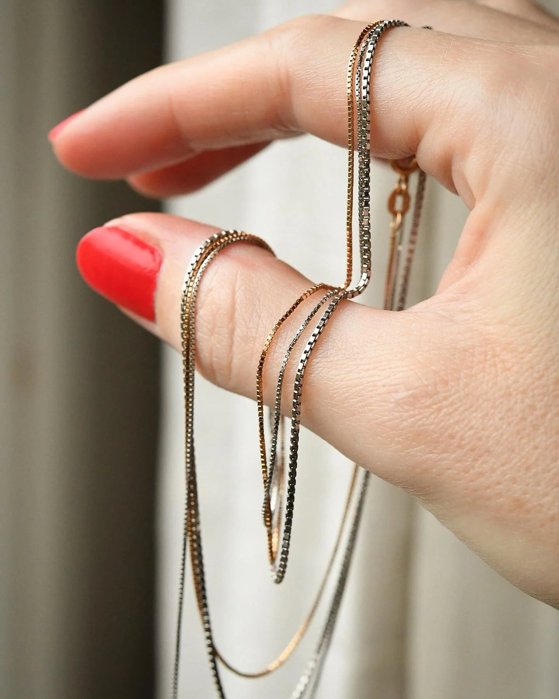Free shipping! Vintage Box Chain 18K Rose Gold
