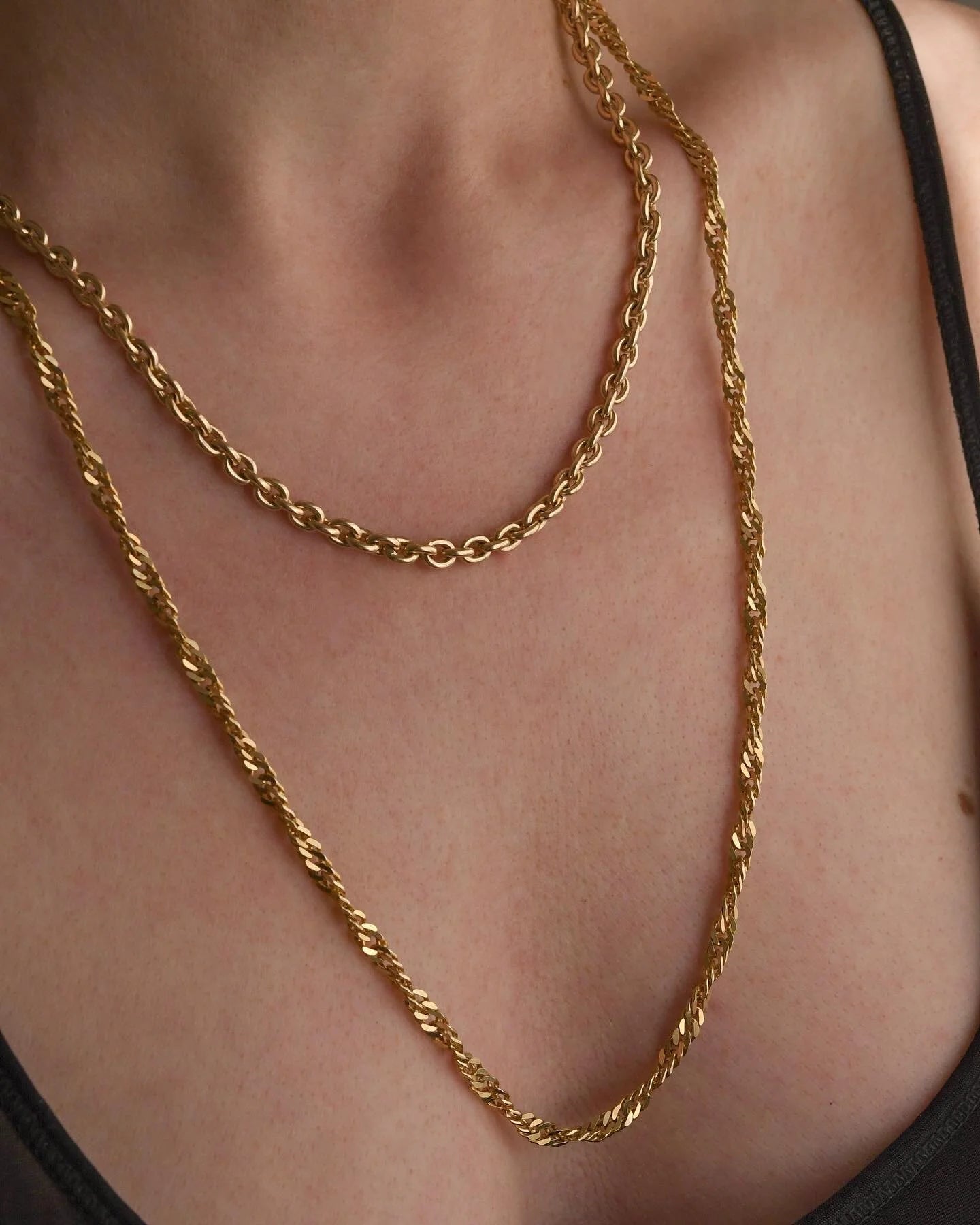 Rare Twisted Curb Chain 14K Gold 1970s