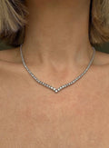 Extremely Gorgeous Danish Vintage Tennis Necklace 18K White Gold