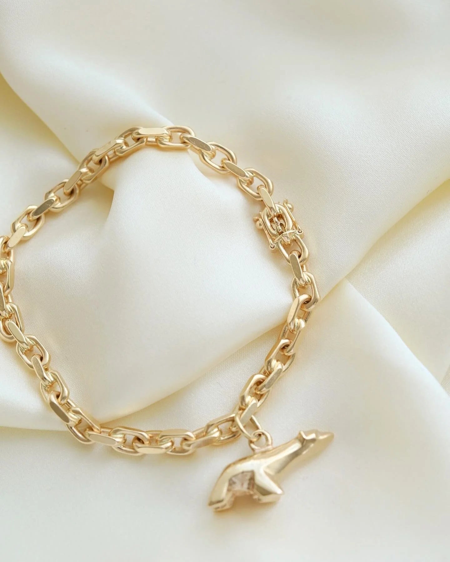 Perfect Danish Vintage Anchor Link Bracelet 14K Gold